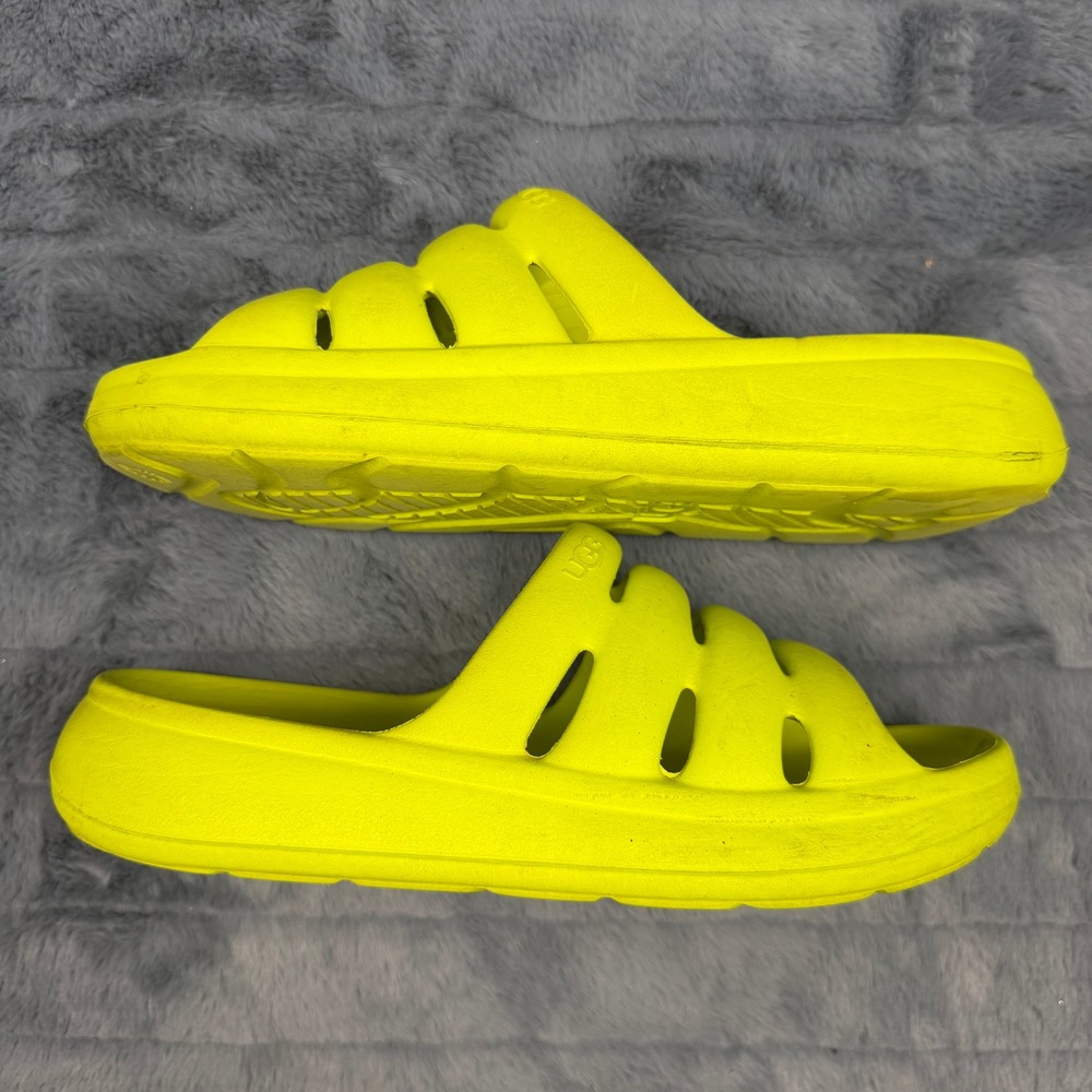 UGG Sport Yeah Neon Yellow Lime Foam Slides Sandals Women 9 1126811